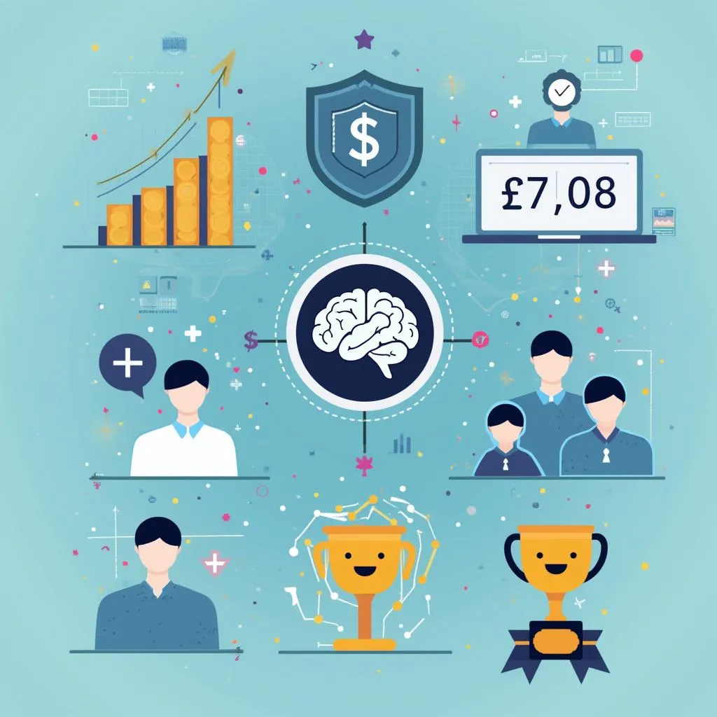 Illustration des succès et avantages de FinanceIA, montrant croissance, sécurité et satisfaction client.